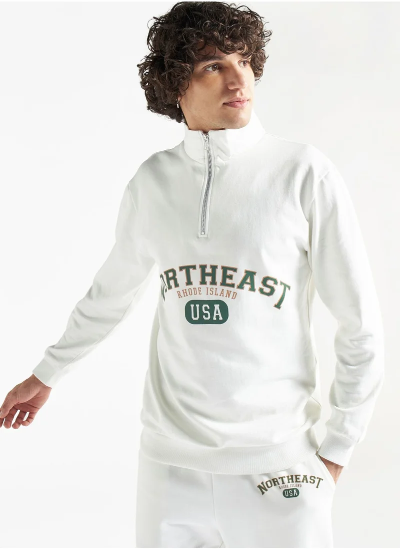 فاف Slogan Zip Through High Neck Sweatshirt