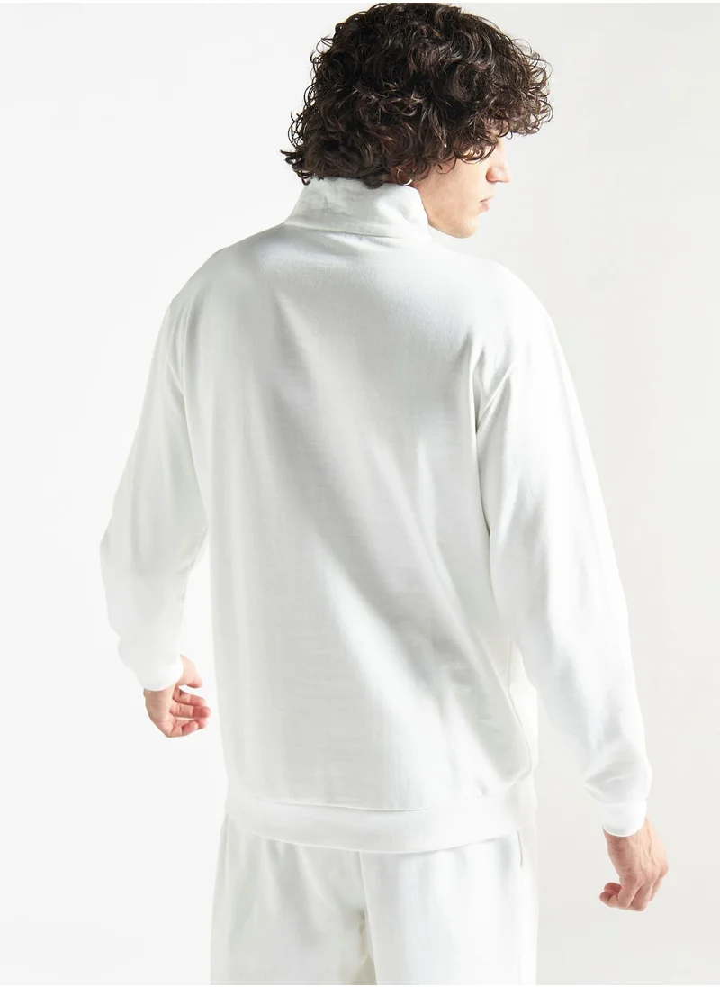 فاف Slogan Zip Through High Neck Sweatshirt