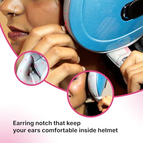 TVARRA Daisy Women's Open Face Helmet for Scooty & Bike | Lightweight 750g | Stylish Floral Design with Clear Visor | Designed for Ladies & Girls | ISI & DOT Certified (Lilac, M) - Image 4