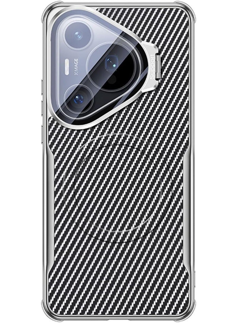 general Ultra Thin Case Compatible with Huawei Pura 80 Pro/80 Pro+, [Compatible with Mag-Safe] Carbon Fiber Texture Camera Case Anti-Fingerprint Protection Shock Cover with Stand - Image 1
