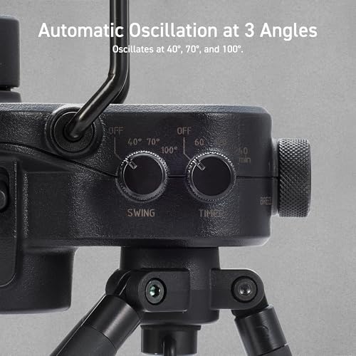 ELECOM NESTOUT Outdoor Camping Fan with Tripod, 4 Speed Settings & Breeze Mode, 3 Angle Oscillation, 90° Adjustable Tilt, Auto Timer (30/60/90 mins), USB C Compatible, Portable Tent Fan (Black) - Image 4