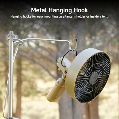 ELECOM NESTOUT Outdoor Camping Fan with Tripod, 4 Speed Settings & Breeze Mode, 3 Angle Oscillation, 90° Adjustable Tilt, Auto Timer (30/60/90 mins), USB C Compatible, Portable Tent Fan (Black) - Image 5