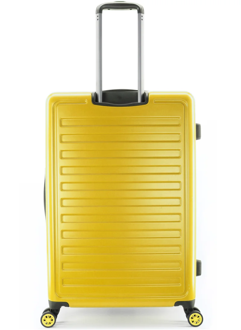NATIONAL GEOGRAPHIC National Geographic Globe ABS Hard Shell Large Check-In Suitcase Yellow, Durable Lightweight Travel Luggage, 4 Double Wheel Trolley Bag with TSA Combination Lock (71 cm/28 Inch).
