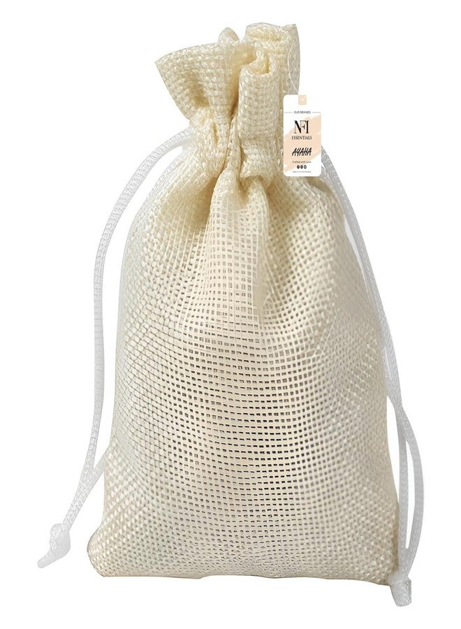 NFI essentials Jute Potli Gift Pouches for Return Gifting, Pack of 50 Pcs (13x18 cm), Drawstring Burlap Pouch For Organza Candy Gifts, Nikah, Birthday Suruku Pai Pouch - Image 1