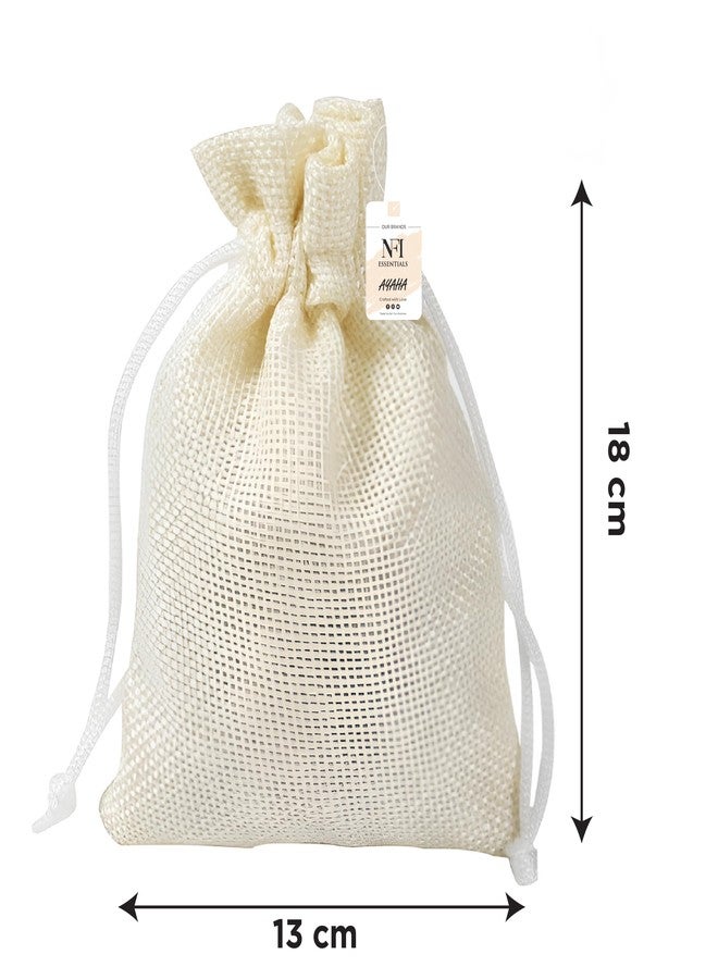 NFI essentials Jute Potli Gift Pouches for Return Gifting, Pack of 50 Pcs (13x18 cm), Drawstring Burlap Pouch For Organza Candy Gifts, Nikah, Birthday Suruku Pai Pouch - Image 4