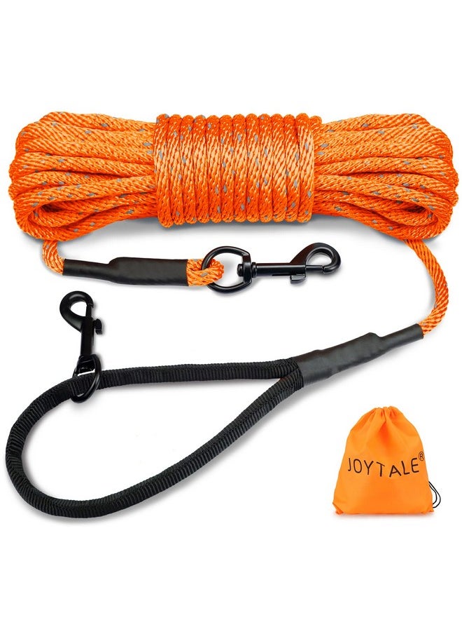 Joytale - Joytale Long Dog Training Leash, 50FT Tie Out Rope Check Cord with Padded Handle, Reflective Recall Lead for Puppy and Small Dogs, Orange - Image 1