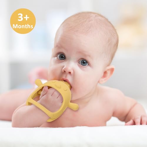 Socub Silicone Baby Teether Toys for Infants 3-6 6-12 Months, BPA Free Anti-Drop Silicone Mitten Teething Toy, Baby Chew Toys for Sucking Needs, Newborn Essentials & Baby Shower Gifts Girls(Olive) - Image 4