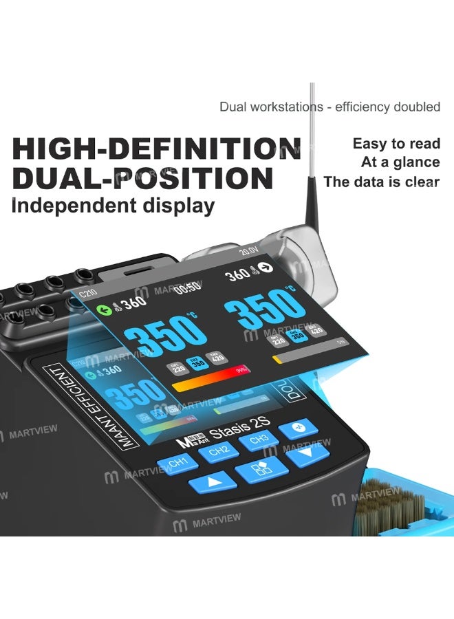 مانت محطة لحام MaAnt Stasis 2S 200W الذكية ذات المقبضين وشاشة العرض، متوافقة مع C115 / C210 - Image 3