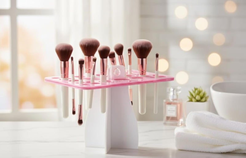 Acrylic Foldable Brush Drying Holder Organizer Makeup Brush Drying Rack Used to Store and Dry Brushes Different Sizes and Types Multi-Color