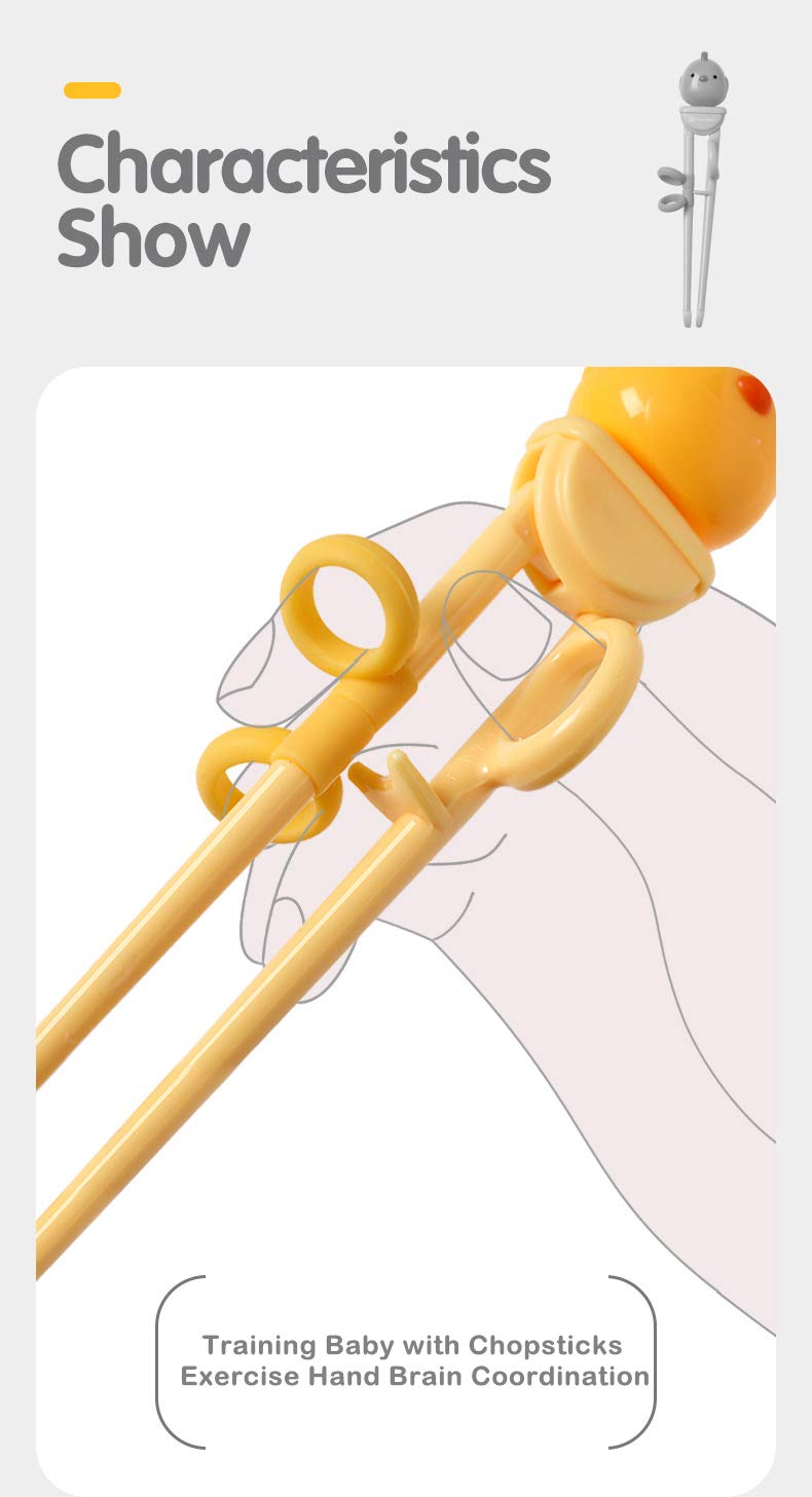 Goryeobaby Goryeo Baby Training Chopsticks for Kids - Use Completely Harmless Material - Anti-Dislocation Buckle Design - Includes Portable Box (Yellow) - Image 4