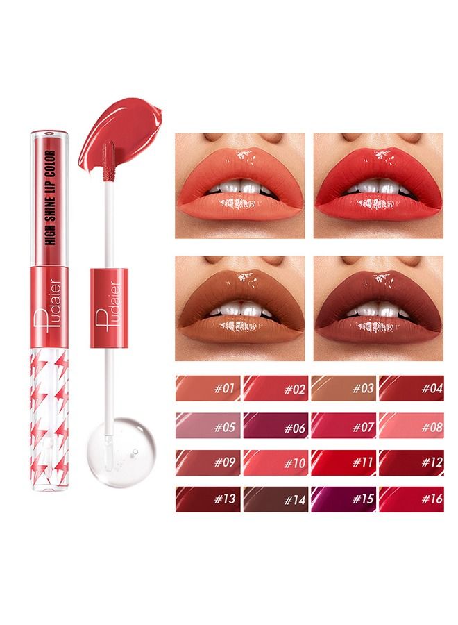 pudaier High Shine Lip Colur Double Ended Lip Glaze Lip Oilhigh Gloss 10,Transparent Lip Oil,Stick Cup Not Fade Waterproof Liquid Lipstick For Girls And Women - Image 4