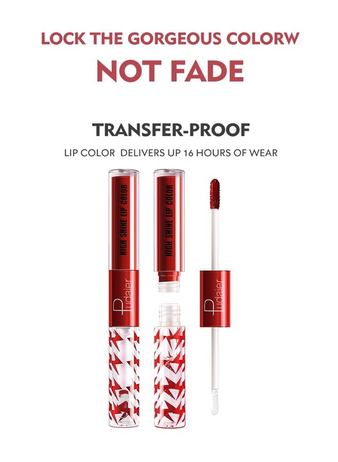 pudaier High Shine Lip Colur Double Ended Lip Glaze Lip Oilhigh Gloss 10,Transparent Lip Oil,Stick Cup Not Fade Waterproof Liquid Lipstick For Girls And Women - Image 3