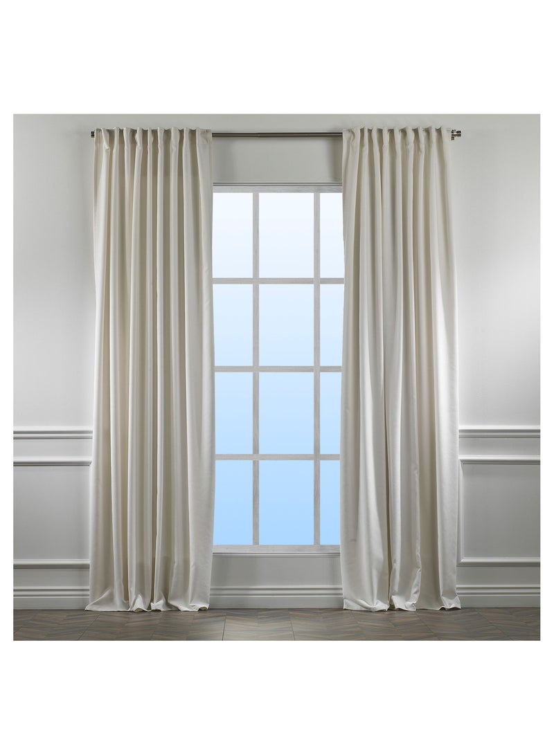 Zeenah Furniture Solid White Color Home Decorative Curtains Velvet Look 2 Panels Hanging Back Tap & Rod Pocket Living Room Nursery Room Kitchen Office Windows Home Decoration - Image 1
