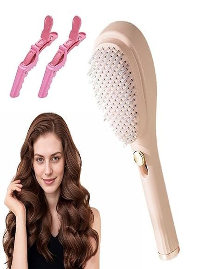 ARUP Self-Cleaning New Big Size Self Cleaning Hairbrush,2 in 1 Comb, One-Click Cleaning Comb, Anti-Static Massage Comb,Hair Comb unique (multicolor) - Image 1
