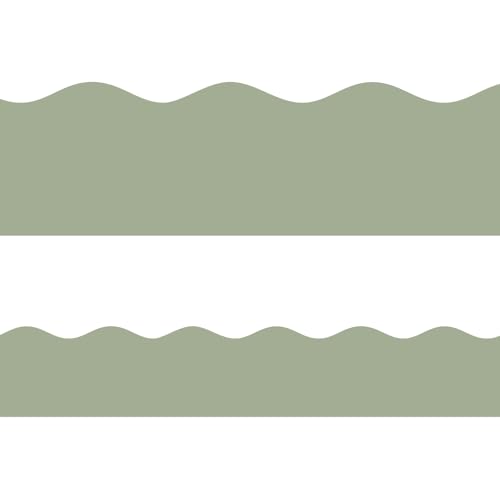Fancy Land Sage Green Bulletin Board Borders Scalloped Border Trim for Classroom Decoration Back to School Decor 52ft One Roll - Image 3