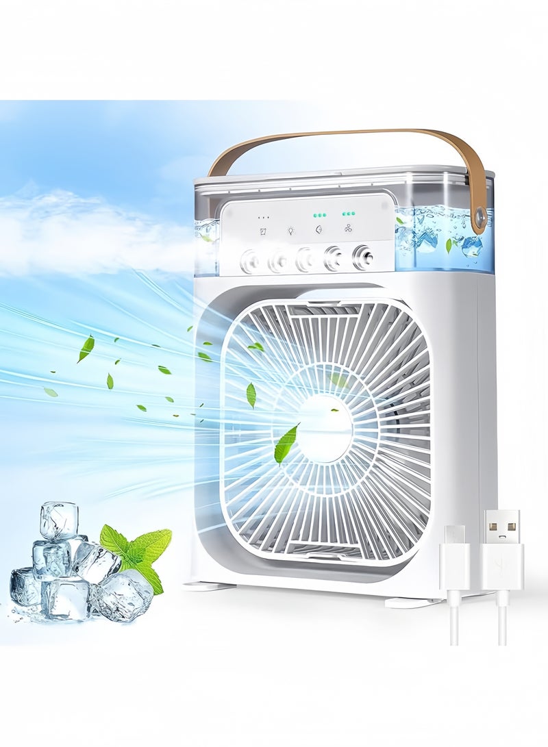 Lesha Portable Air Conditioner Fan, Evaporative Air Cooler, 600 ML Large Water Tank, 7 Colors LED Light 1/2/3 H Timer 3 Wind Speeds and 3 Spray Modes 5-ultrasonic nozzles for Car Home Office Room - Image 1