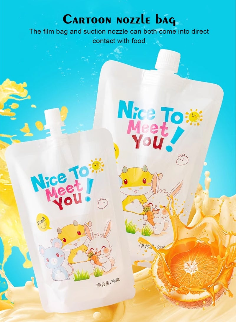 URbazaar 21 Pcs Refillable Baby Food Pouches Food Maker Set Include 20 Pcs Portable Fruit Puree Pouch Storage Bags, Baby Food Maker, Pen and Brush for Babies Kids Toddlers - Image 2