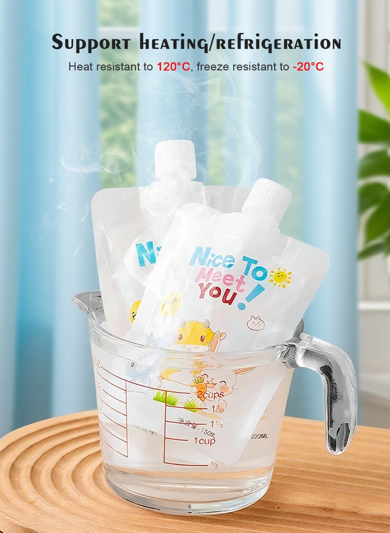 URbazaar 21 Pcs Refillable Baby Food Pouches Food Maker Set Include 20 Pcs Portable Fruit Puree Pouch Storage Bags, Baby Food Maker, Pen and Brush for Babies Kids Toddlers - Image 4