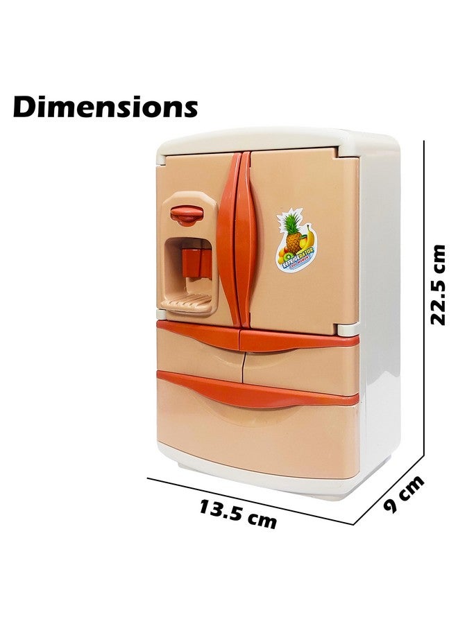 VGRASSP Modern Dual Door Refrigerator Toy Set for Kids with Light, Mist, Music and Ice Dispensing - Perfect Pretend Play Toy Fridge with Realistic Food Accessories - Color As Per Stock - Image 3