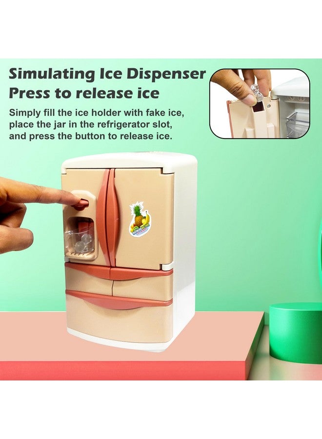 VGRASSP Modern Dual Door Refrigerator Toy Set for Kids with Light, Mist, Music and Ice Dispensing - Perfect Pretend Play Toy Fridge with Realistic Food Accessories - Color As Per Stock - Image 4