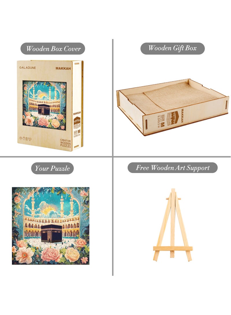 GALADUNE 200 pcs Jigsaws Puzzles for Adult & Kids Teens, Wooden Puzzles, DIY Educational Development Stress Relief Toys, Unique Ramadan Gift Souvenir, Arabia Style Home Decorations, Holy Kaaba Pattern - Image 4