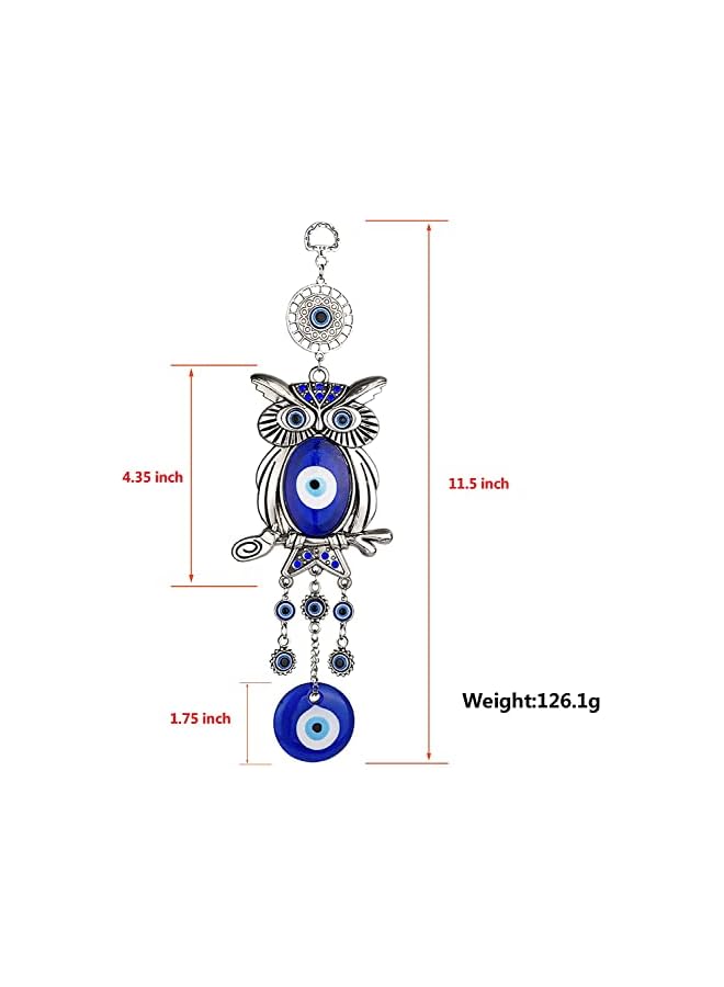 KASTWAVE Blue Evil Eye Owl 11.7 Inches Pendant Decoration Lucky Owl Hanging Ornament Amulet For Car Home And Office For Protection And Blessing  - Image 2