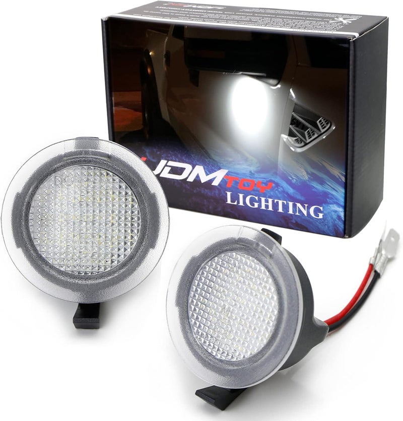 iJDMTOY White LED Under Side Mirror Puddle Lights Compatible With Ford F150 Raptor Edge Explorer Flex, Lincoln Navigator Mark LT MKX etc. (Powered by 18 pcs White SMD LED Lights) - Image 1