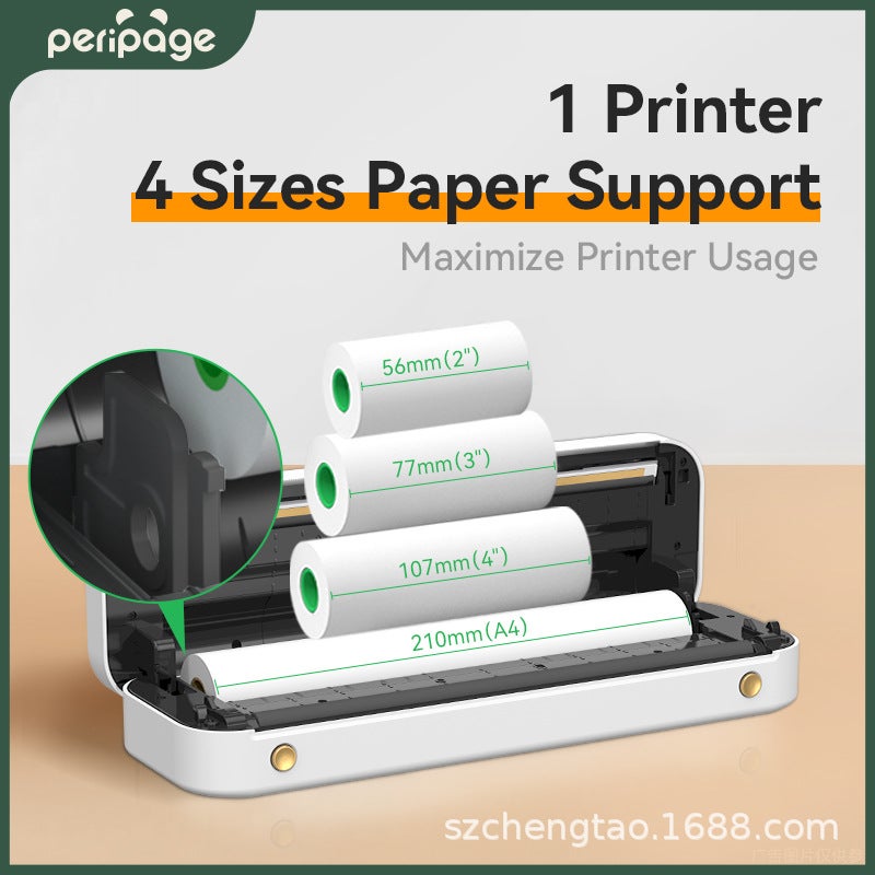 Peripage Aili Bear A4 Ink-Free Small Homework Test Paper Office Portable Mini Hd Brush Printer - Image 5