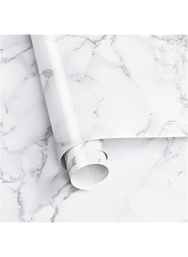 تراسل ورق لاصق رخامي 157 انش × 197 من تراسل حائط ابيض ورمادي ذاتي اللصق لسطح الطاولة وخزائن المطبخ والحمام - Image 4