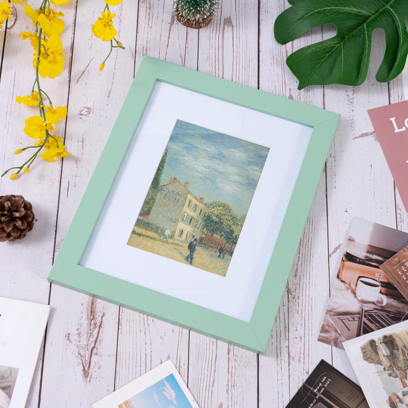 Muzilife 8x10 Wood Picture Frame Flat Display Pictures 5x7 with Mat or 8x10 Without Mat for Wall or Tabletop 1pcs  Morandi Green - Image 5