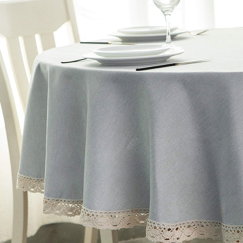 ehousehome faux linen tableoth مع تقليم الدانتيل - مقاوم للماء/مقاومة للبقع/مقاومة/تجاعيد خالية من الزيت - لحفلات مأدبة عشاء عشاء عطلة - Image 1