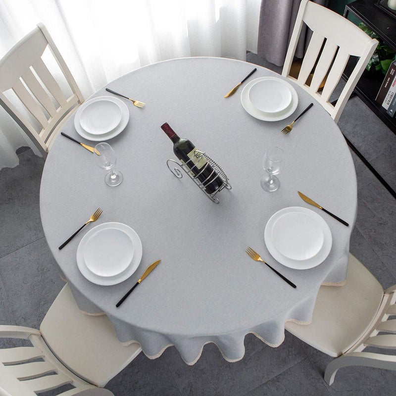 ehousehome faux linen tableoth مع تقليم الدانتيل - مقاوم للماء/مقاومة للبقع/مقاومة/تجاعيد خالية من الزيت - لحفلات مأدبة عشاء عشاء عطلة - Image 3
