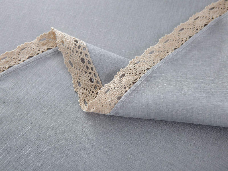 ehousehome faux linen tableoth مع تقليم الدانتيل - مقاوم للماء/مقاومة للبقع/مقاومة/تجاعيد خالية من الزيت - لحفلات مأدبة عشاء عشاء عطلة - Image 4