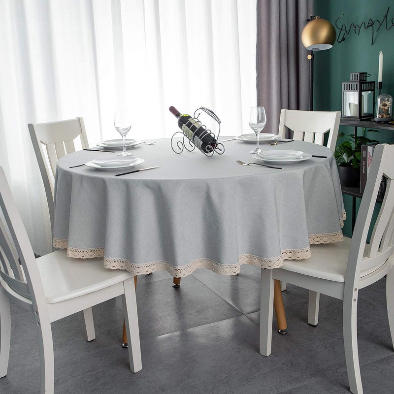 ehousehome faux linen tableoth مع تقليم الدانتيل - مقاوم للماء/مقاومة للبقع/مقاومة/تجاعيد خالية من الزيت - لحفلات مأدبة عشاء عشاء عطلة - Image 2