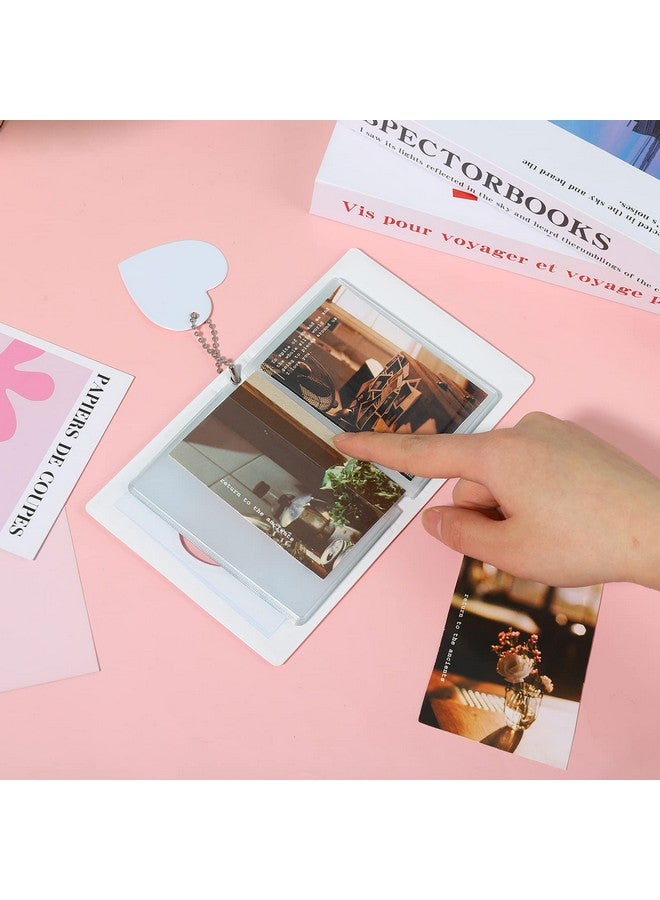 FRIUSATE 3 Inch Kpop Photocard Holder Bookmini Photo Album Mirrorlike Photocard Bindersmall Photo Card Book Love Heart Hollow Photocard Id Holder With Love Heart Pendant 32 Pockets (White) - Image 5