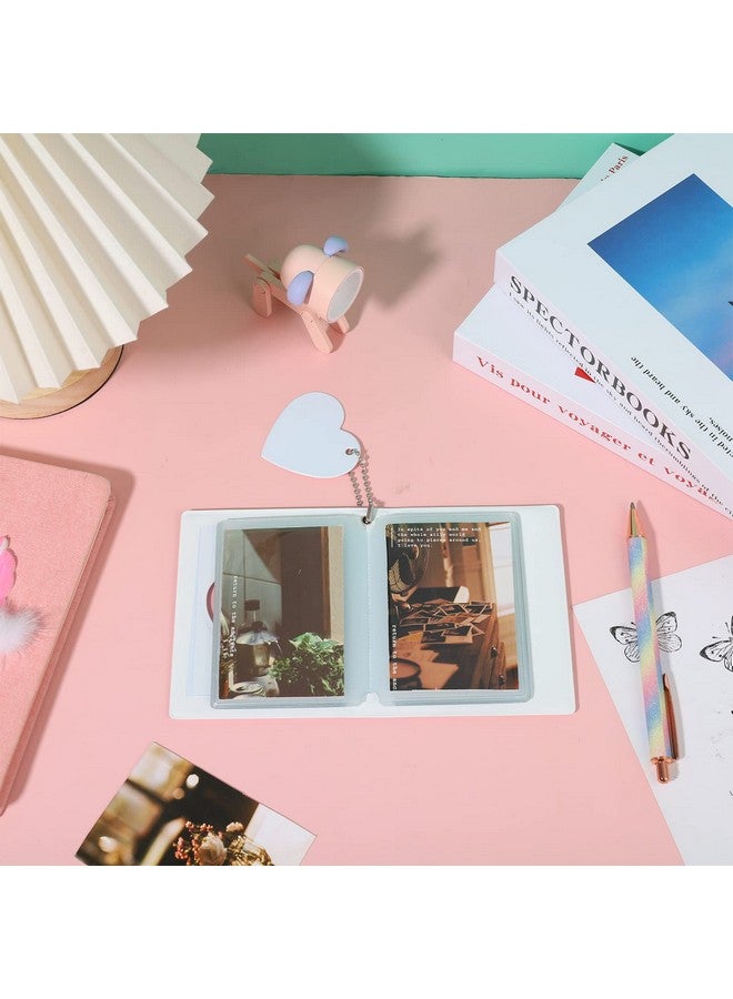 FRIUSATE 3 Inch Kpop Photocard Holder Bookmini Photo Album Mirrorlike Photocard Bindersmall Photo Card Book Love Heart Hollow Photocard Id Holder With Love Heart Pendant 32 Pockets (White) - Image 4