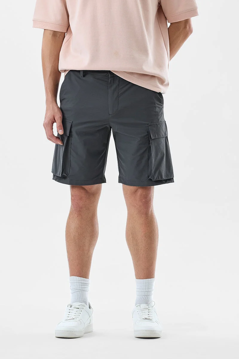 سنيتش Grey Solid Regular Fit Shorts