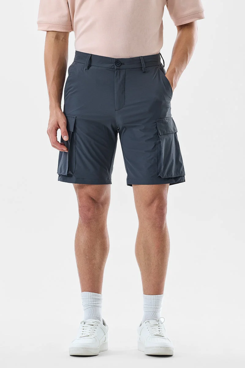 سنيتش Grey Solid Regular Fit Shorts