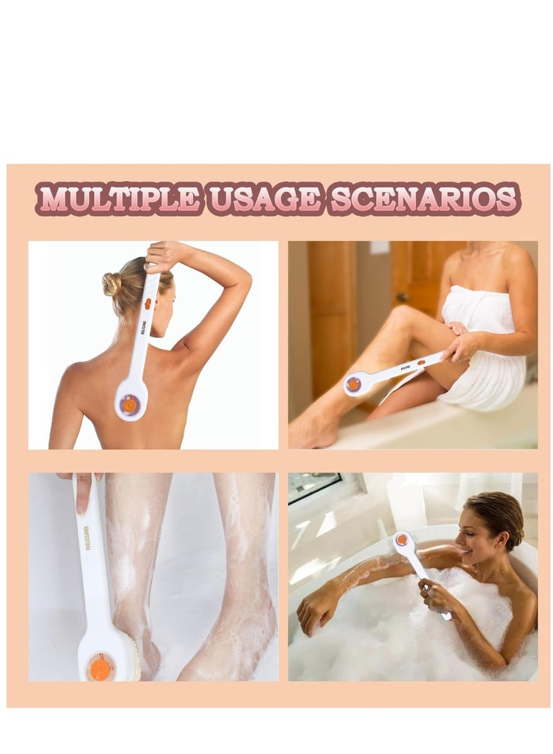 Zikra Back Scrubber for Shower, Body Brush with Long Handle, Soft Bristles Body Scrubber with Soap Dispenser Storage, Exfoliating Bath Brush for Dry Brush, Women Men Gifts（White） - Image 5