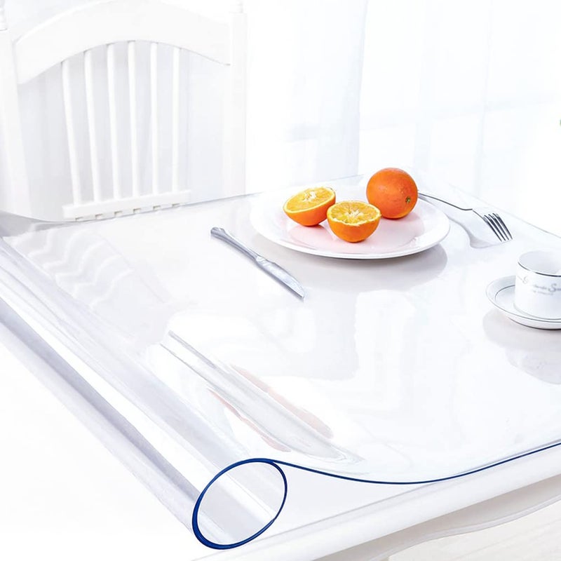 AimerGro AimerGro 12x60 Inch Upgraded Clear Table Cover Protector 1.5mm Thick Plastic Vinyl Table Pad Mat PVC Tablecloth for Coffee Dining Table Wood Glass Office Desktop Kitchen Countertop Protector Chair Mat - Image 1