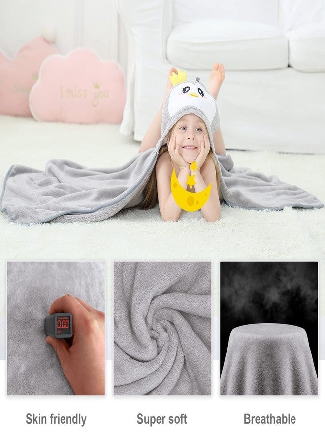 MICHLEY Cartoon Hooded Baby Towel Unisex, Premium Soft Swimming Bathrobe Large Washcloths 31.5" x 53" for 0-9T (Penguin) - Image 2