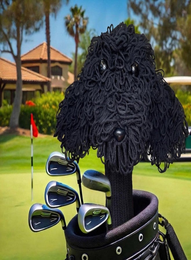Stitch-Witch Funny Golf Headcover, Handmade Crochet Finished Black Goldendoodle Golden Doodle Animals Plush Driver Headcover - Image 2