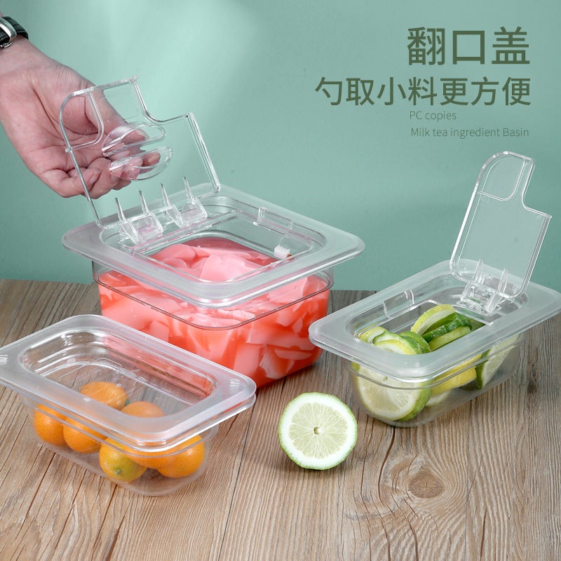 Serving Box, Portion Basin, Malatang Dish Display Box, Dish Selection, Drop-Resistant, Heat-Resistant, Transparent Plastic Pc Flip-Top Seasoning Box - Image 3