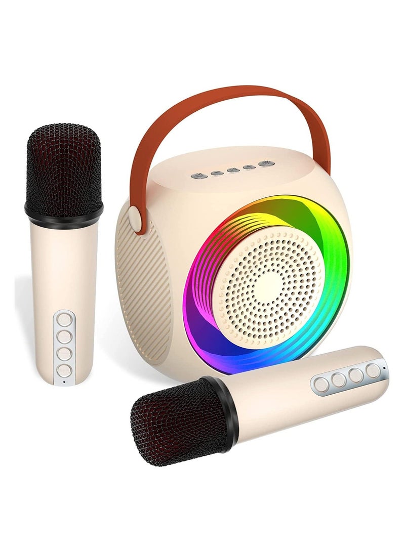 Arabest Mini Karaoke Machine Wireless Bluetooth Karaoke Microphone Portable Bluetooth Speaker with 2 Wireless Microphone with LED Lights, Gifts for Kids and Adults  - Image 1