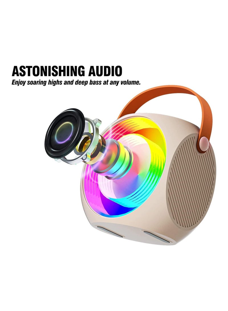 Arabest Mini Karaoke Machine Wireless Bluetooth Karaoke Microphone Portable Bluetooth Speaker with 2 Wireless Microphone with LED Lights, Gifts for Kids and Adults  - Image 2