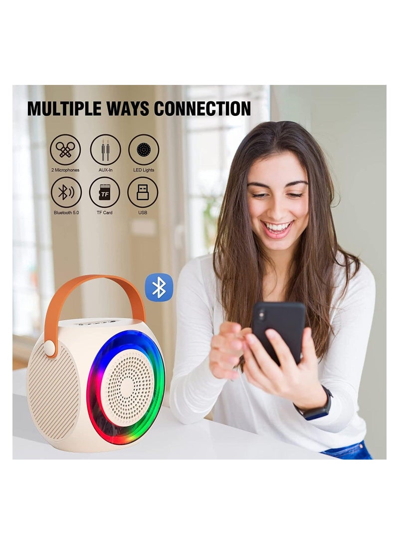 Arabest Mini Karaoke Machine Wireless Bluetooth Karaoke Microphone Portable Bluetooth Speaker with 2 Wireless Microphone with LED Lights, Gifts for Kids and Adults  - Image 4