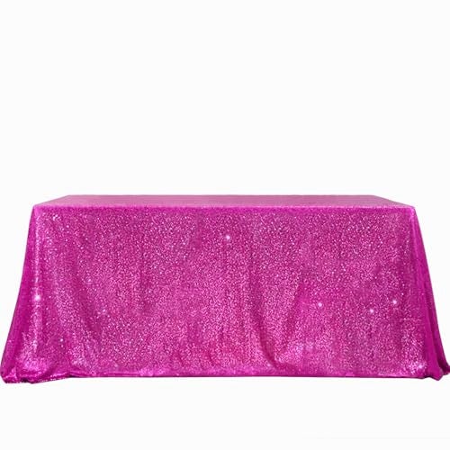 B.Cool B-COOL Rectangle Fuchsia Sequin Tablecloth Glitter Tablecloth Wedding Party Sequence Table Cloth for Christmas 60x102-Inch - Image 1