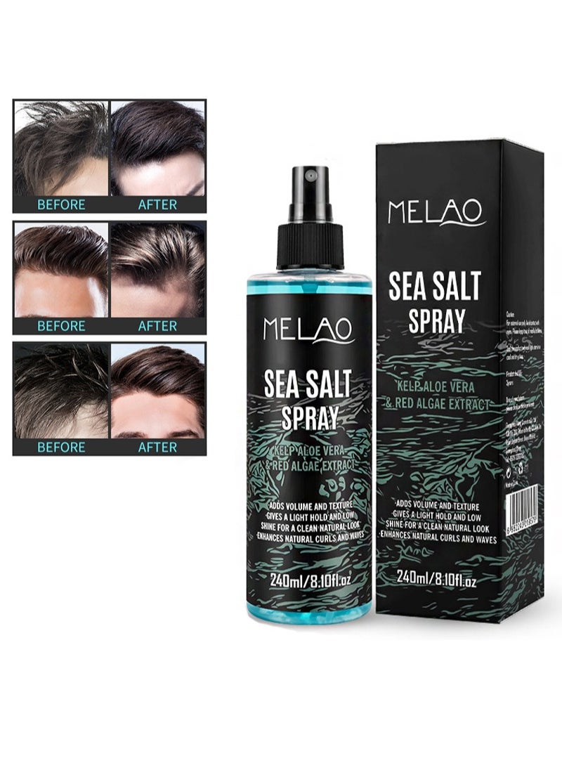 MELAO - 240ml Sea Salt Spray，Sea Salt Spray for Hair Men - Hair Texturizing Spray with Kelp, Aloe Vera and Red Algae Extract - Surf Spray to Add Volume and Texture Sea Salt Spray for Men Beach Hair Spray - Image 1