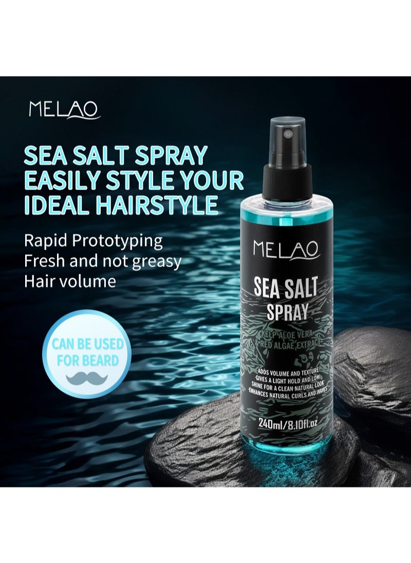 MELAO - 240ml Sea Salt Spray，Sea Salt Spray for Hair Men - Hair Texturizing Spray with Kelp, Aloe Vera and Red Algae Extract - Surf Spray to Add Volume and Texture Sea Salt Spray for Men Beach Hair Spray - Image 1