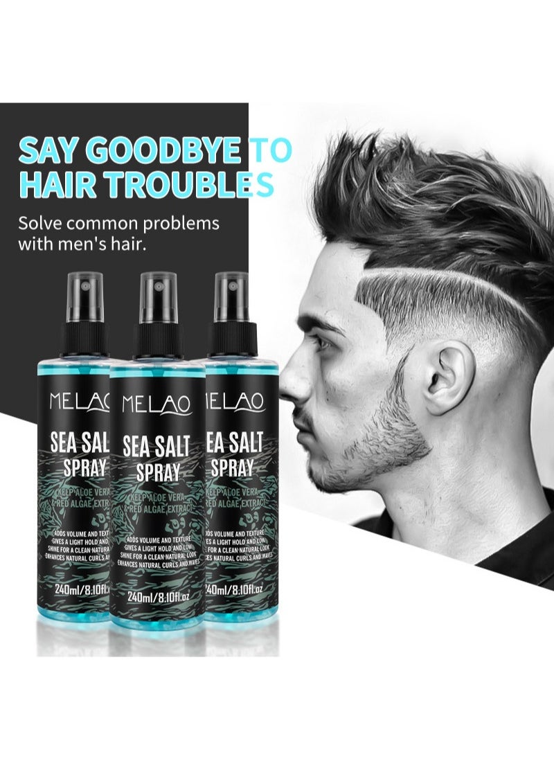 MELAO - 240ml Sea Salt Spray，Sea Salt Spray for Hair Men - Hair Texturizing Spray with Kelp, Aloe Vera and Red Algae Extract - Surf Spray to Add Volume and Texture Sea Salt Spray for Men Beach Hair Spray - Image 1
